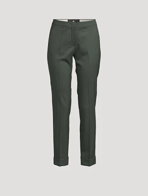 Stretch Wool Straight-Leg Trousers