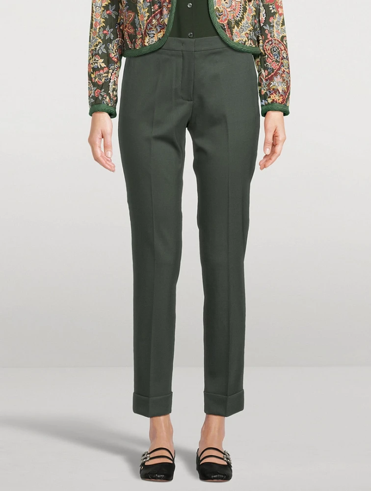 Stretch Wool Straight-Leg Trousers