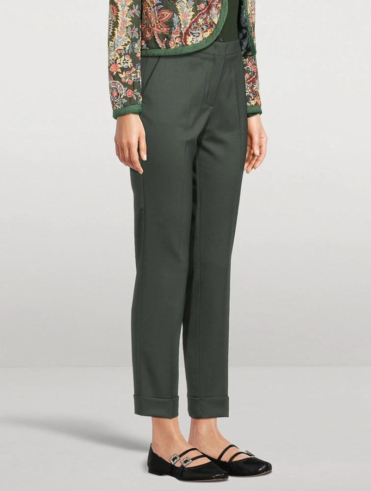 Stretch Wool Straight-Leg Trousers