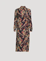 Stretch-Cotton Shirt Dress Paisley Print