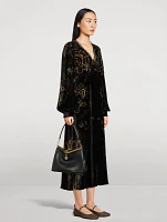 Velvet Midi Dress Paisley Print