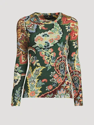 Jersey Top Paisley Print