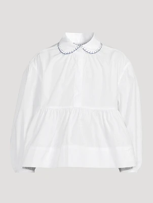 Stretch Cotton Peplum Blouse