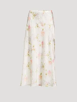 Booker Bias-Cut Silk Slip Skirt Floral Print