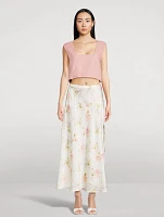 Booker Bias-Cut Silk Slip Skirt Floral Print