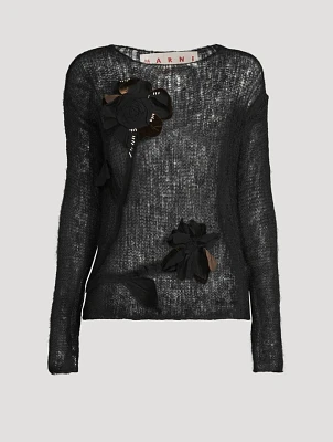 Floral Appliqué Sweater