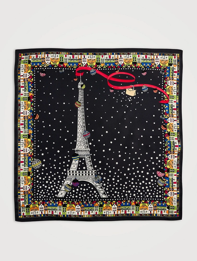 Tour Eiffel Noël Longchamp Silk Scarf