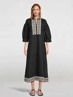 Lydea Embroidered Linen Midi Dress