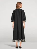 Lydea Embroidered Linen Midi Dress