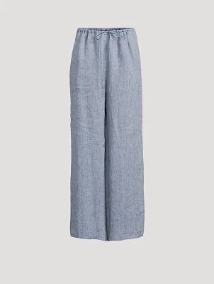 Wide-Leg Chambray Trousers