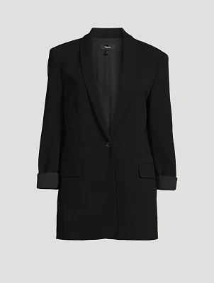 Rolled-Sleeve Admiral Crêpe Blazer