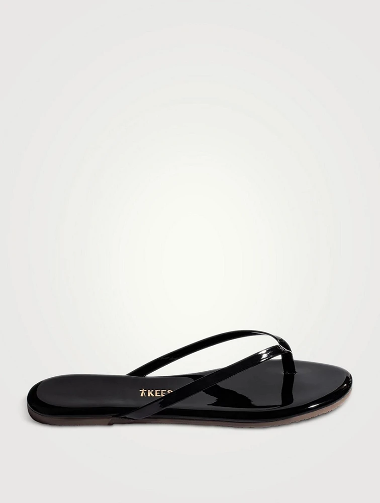 Lily Glosses Patent Leather Flip-Flops