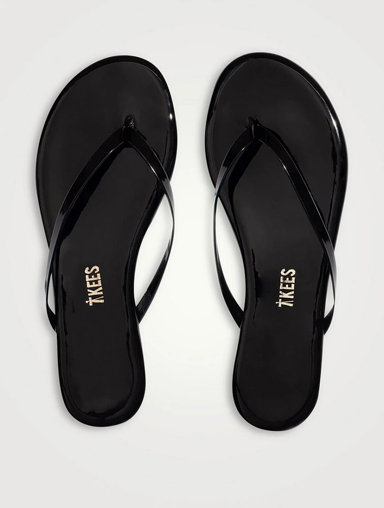 Lily Glosses Patent Leather Flip-Flops