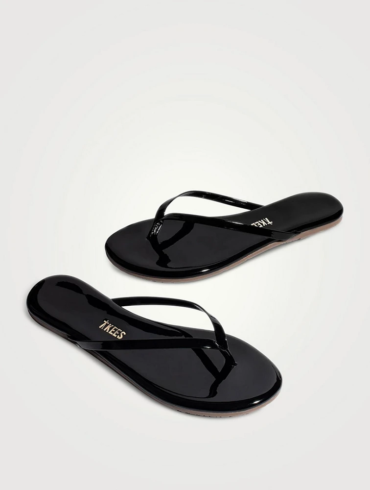 Lily Glosses Patent Leather Flip-Flops