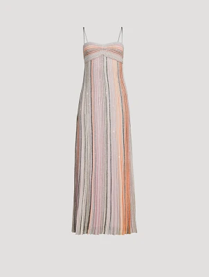 Pleated Sequin Maxi Dress