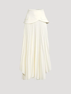 Pleated Crêpe Maxi Skirt