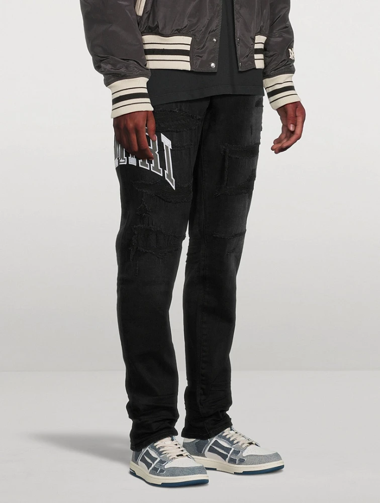 Varsity Logo Repair Skinny Jeans