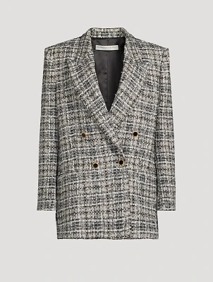 Double-Breasted Lurex Tweed Blazer