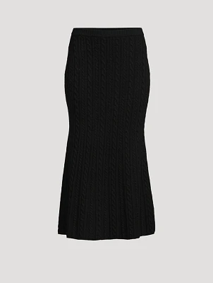 Cable-Knit Wool Midi Skirt