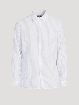 Irving Relaxed Linen Shirt Stripe Print