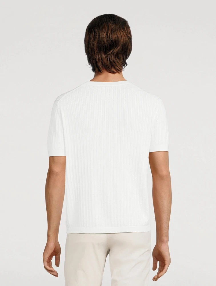 Short-Sleeve Cable-Knit Sweater