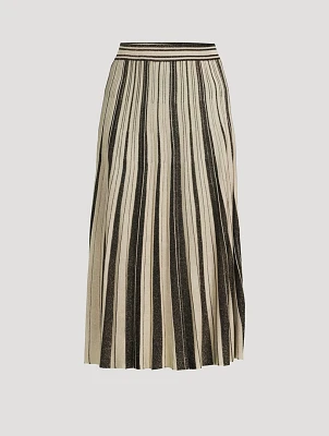 Illustration Metallic Plissé Midi Skirt