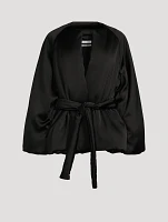 Padded Satin Wrap Coat