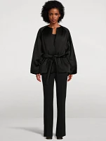 Padded Satin Wrap Coat