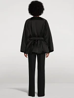 Padded Satin Wrap Coat