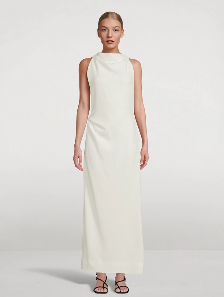 Selena Backless Twist Crêpe Maxi Dress