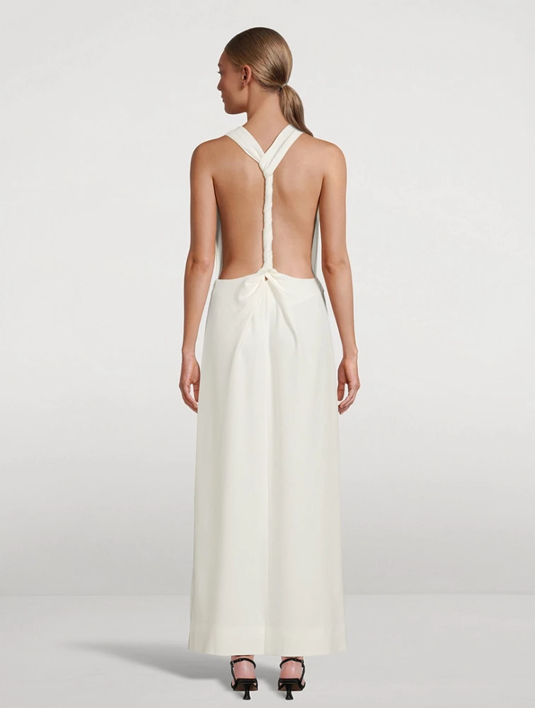 Selena Backless Twist Crêpe Maxi Dress