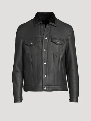 Carbone Capsule Leather Shearling Trucker Jacket