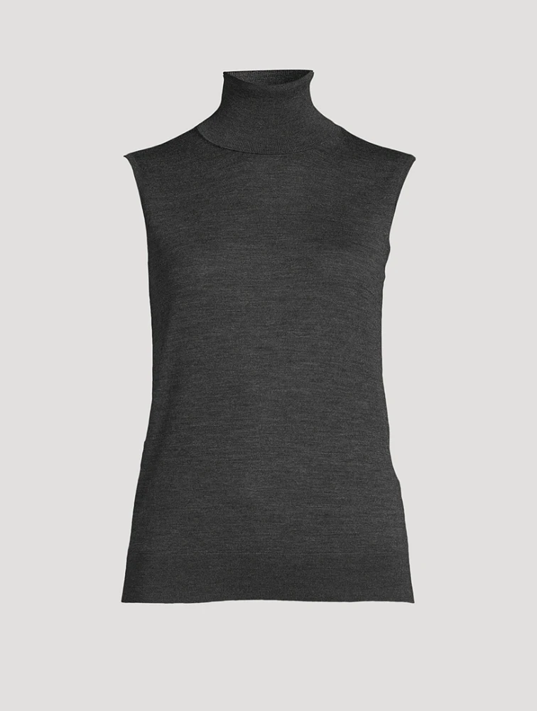 Sleeveless Wool Turtleneck