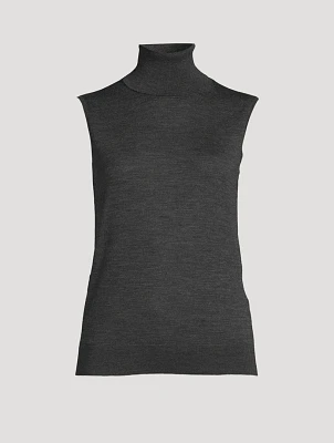 Sleeveless Wool Turtleneck