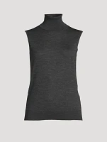 Sleeveless Wool Turtleneck
