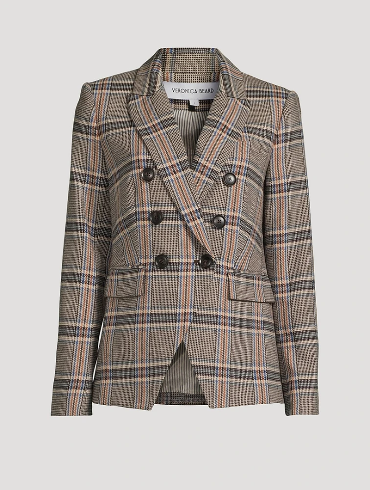 Miller Dickey Double-Breasted Blazer Plaid Print