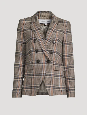 Miller Dickey Double-Breasted Blazer Plaid Print