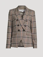 Miller Dickey Double-Breasted Blazer Plaid Print