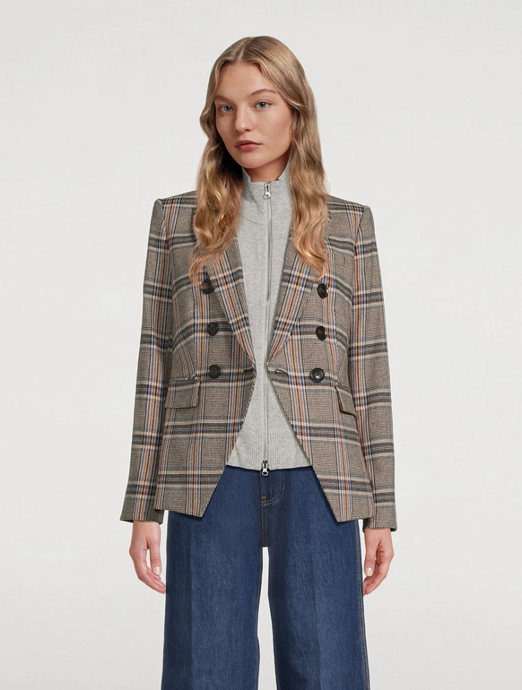 Miller Dickey Double-Breasted Blazer Plaid Print