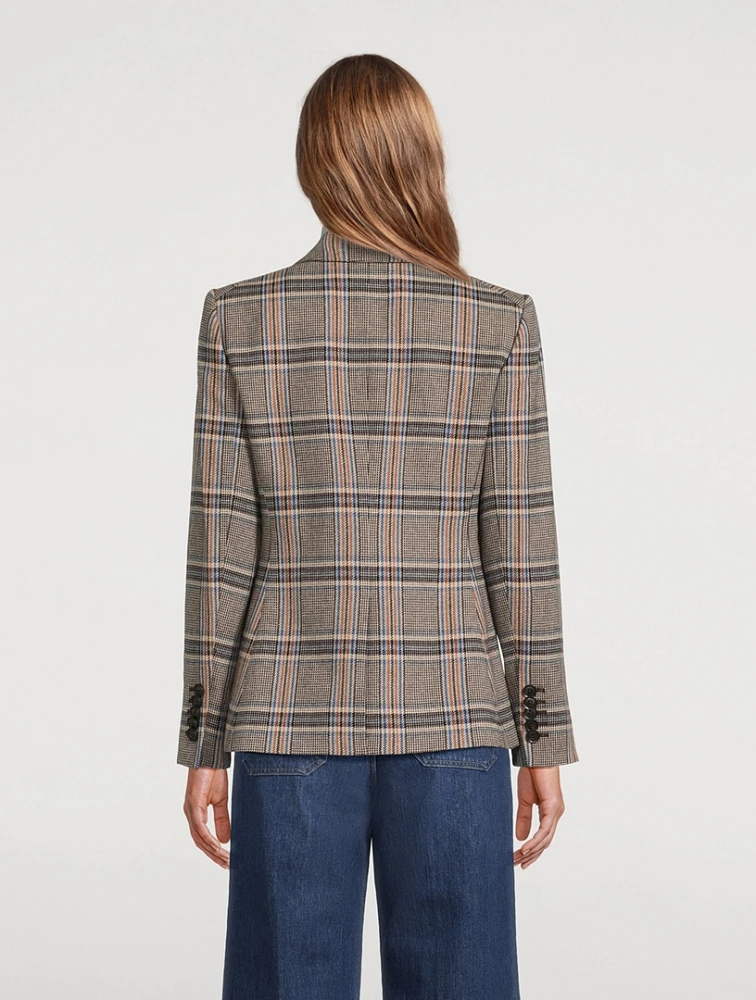 Miller Dickey Double-Breasted Blazer Plaid Print