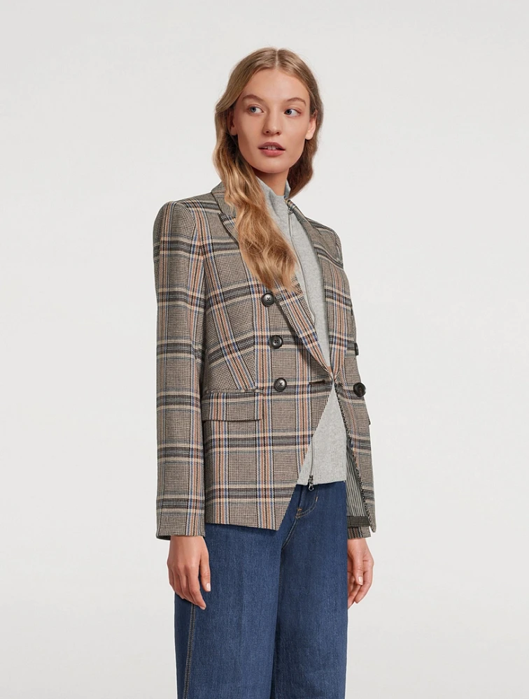 Miller Dickey Double-Breasted Blazer Plaid Print