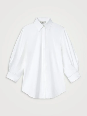 Stretch Cotton Puff-Sleeve Shirt