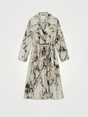 Belted Trench Coat Shadow Print