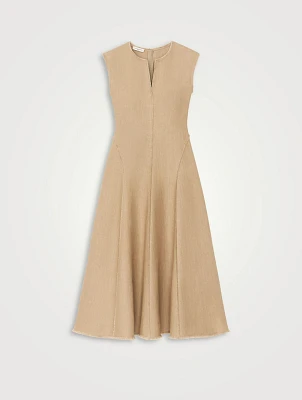 Fringe-Trimmed Linen Midi Dress