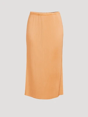 Plissé Satin Midi Skirt