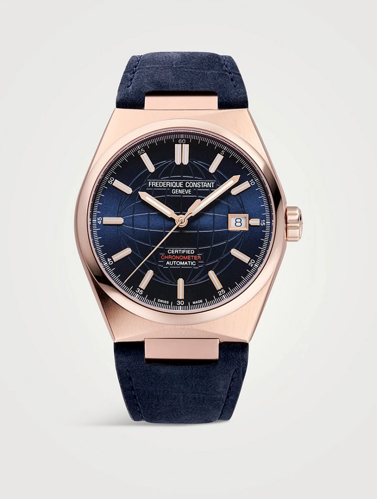 Highlife Automatic COSC Stainless Steel Watch With Croc-Embossed Leather Strap