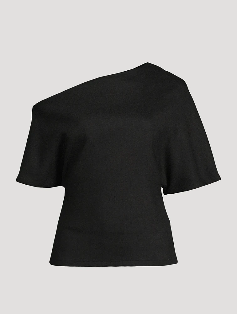Asymmetrical Wool-Blend Top