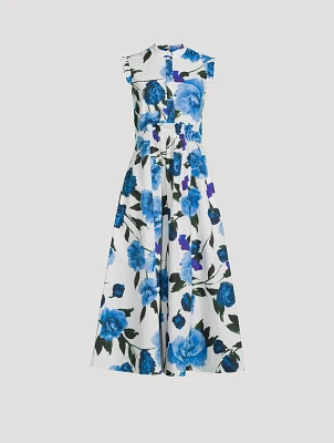 Sleeveless Shirt Dress Floral Print