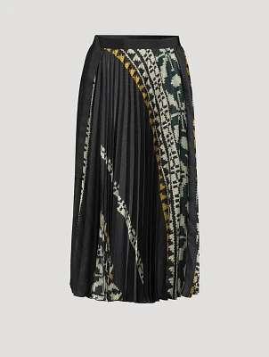 Pleated Midi Skirt Graphic Print