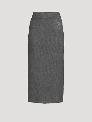 Bold Fox Rib-Knit Pencil Skirt